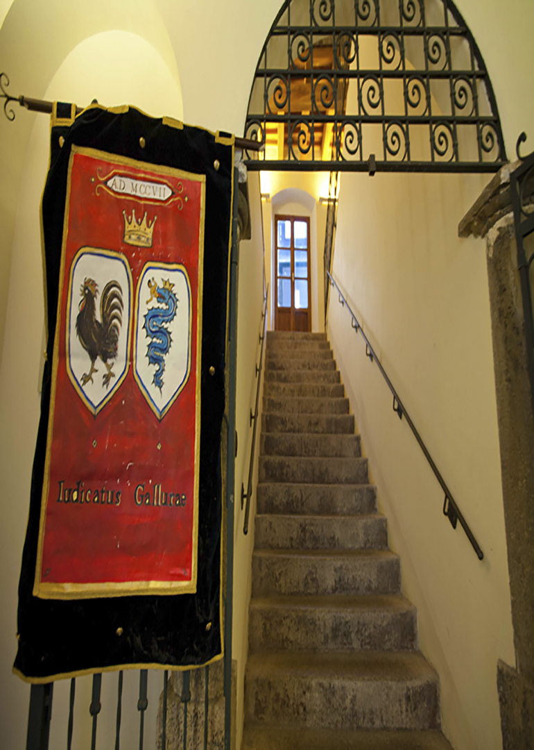 Ingresso mostra fotografica con stendardo